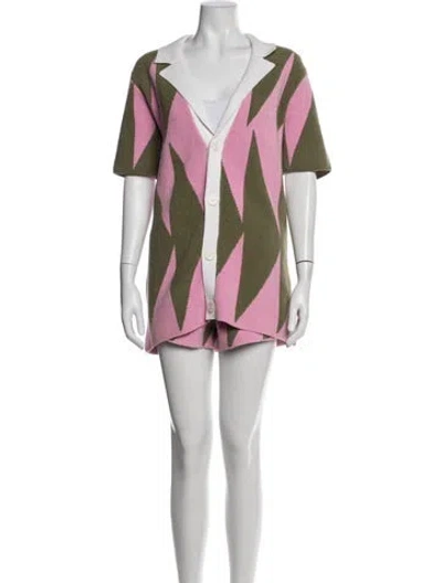Pre-owned Ser.o.ya Printed Short Set In Green