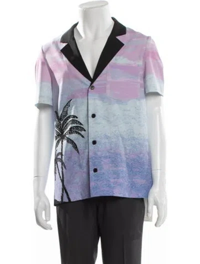 Pre-owned Ser.o.ya Printed Short Sleeve Shirt In Blue