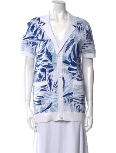 Pre-owned Ser.o.ya Printed V-neck Sweater In Blue