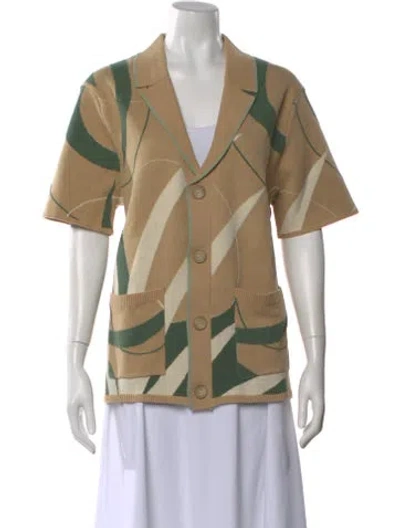 Pre-owned Ser.o.ya Printed V-neck Sweater W/ Tags In Neutral