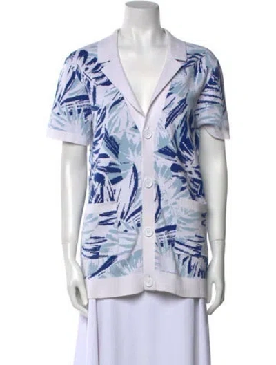 Pre-owned Ser.o.ya Printed V-neck Sweater In White