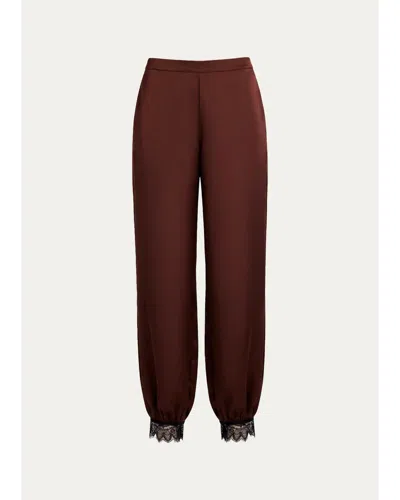 Ser.o.ya Priya Lace-trim Satin Harem Pants In Brown