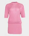 Ser.o.ya Rae Metallic Knit Mini Dress In Pink