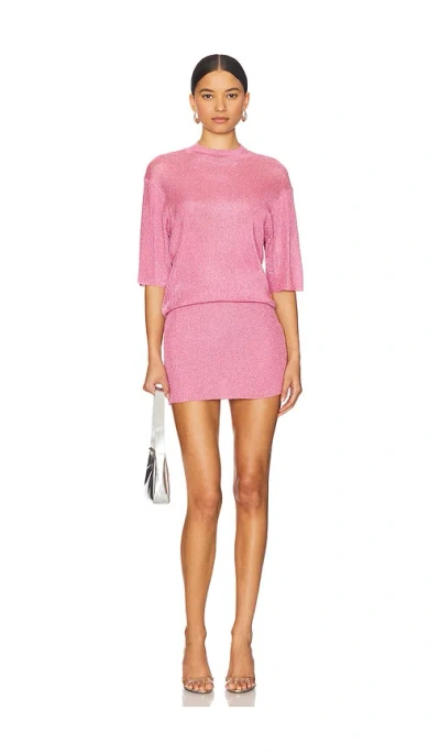 Ser.o.ya Rae Metallic Knit Mini Dress In Pink
