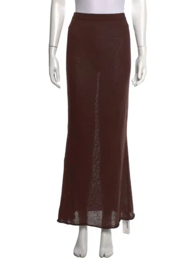 Pre-owned Ser.o.ya Raw-edge Trim Long Skirt In Brown
