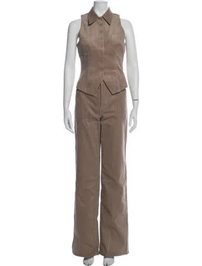 Pre-owned Ser.o.ya Raw-edge Trim Pant Set W/ Tags In Brown