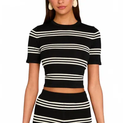 Ser.o.ya Ry Knit Top In Black/eggshell