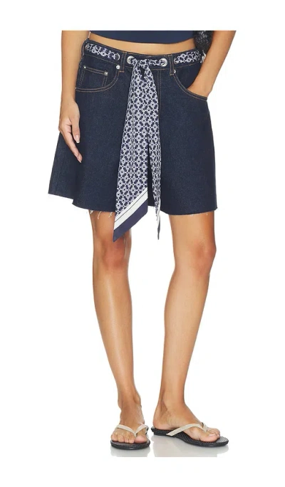 Ser.o.ya Sabrina Boyfriend Shorts With Scarf In Blue