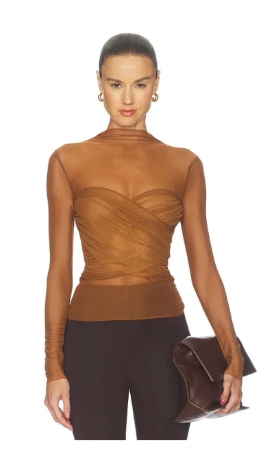Ser.o.ya Saffy Mesh Top In Brown