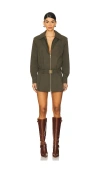Ser.o.ya Sanders Twill Bomber Jacket Dress In Hunter Green
