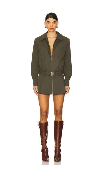 Ser.o.ya Sanders Twill Bomber Jacket Dress In Hunter Green