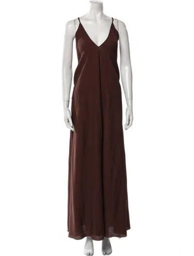 Pre-owned Ser.o.ya Satin Long Dress In Brown