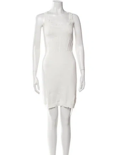 Pre-owned Ser.o.ya Scoop Neck Knee-length Dress In White