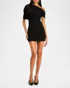 Ser.o.ya Selma Asymmetric Crepe Mini Dress In Black