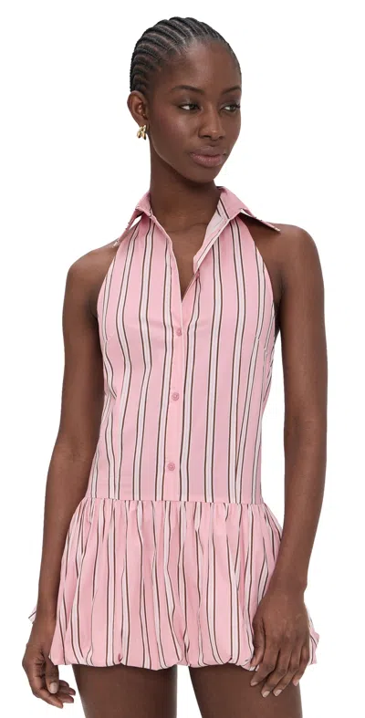 Ser.o.ya Anastacia Striped Bubble-hem Mini Dress In Pink