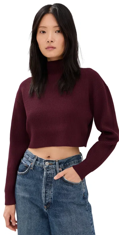 Ser.o.ya Carmen Mid Cropped Sweater In Merlot