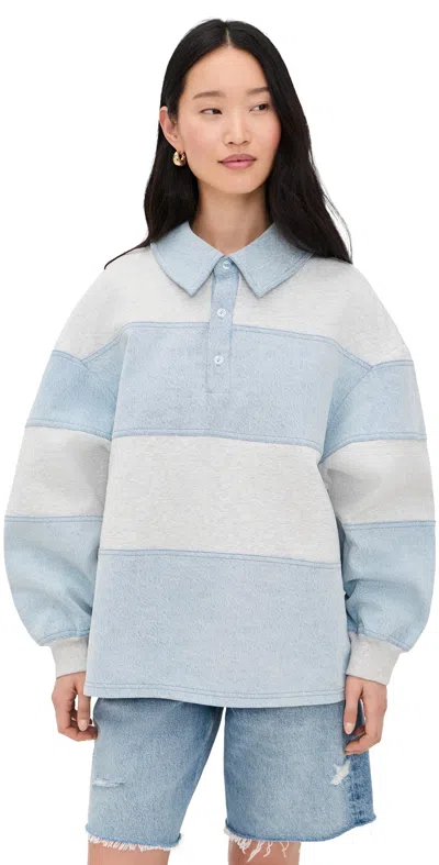 SER.O.YA CHER MIXED MEDIA PULLOVER LIGHT GREY/COASTLINE