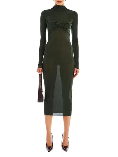 Ser.o.ya Bailey Semi-sheer Midi Dress In Forest Green
