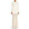 Ser.o.ya Serenade Knit Maxi Long Sleeve Dress In Eggshell In Eggshell