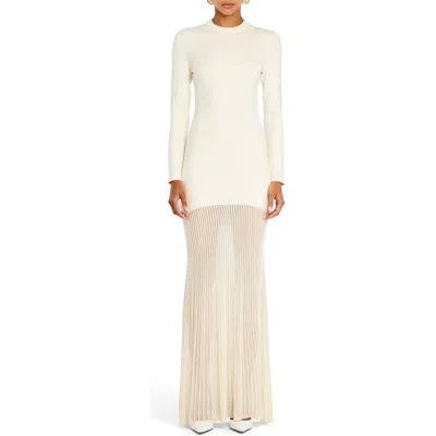 Ser.o.ya Serenade Knit Maxi Long Sleeve Dress In Eggshell In White