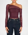 Ser.o.ya Shauna Mesh Top In Merlot In Merlot