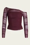 Ser.o.ya Shauna Mesh Top In Merlot
