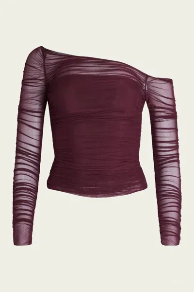 Ser.o.ya Shauna Mesh Top In Merlot