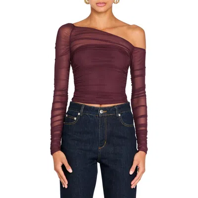 Ser.o.ya Shauna Mesh Top In Merlot