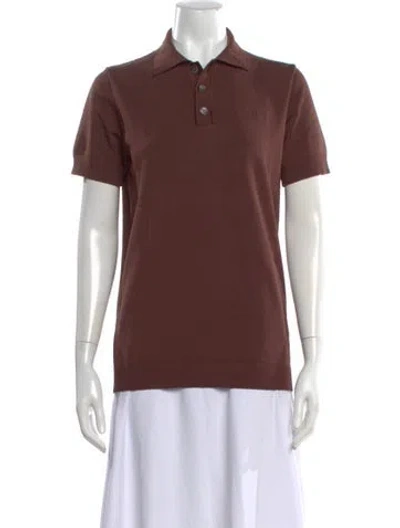 Pre-owned Ser.o.ya Short Sleeve Polo In Brown