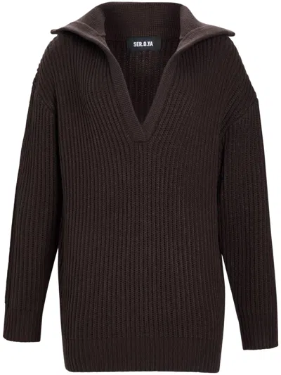 Ser.o.ya Shy Knitted Mini Dress In Brown