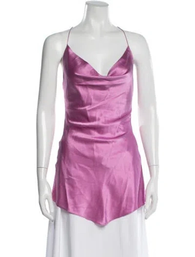 Pre-owned Ser.o.ya Silk Cowl Neck Top W/ Tags In Purple