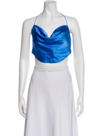 Pre-owned Ser.o.ya Silk Halterneck Crop Top In White