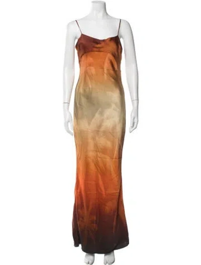 Pre-owned Ser.o.ya Silk Long Dress In Orange