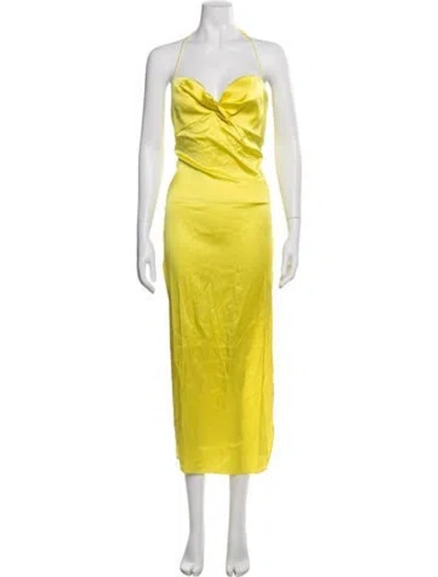Pre-owned Ser.o.ya Silk Long Dress In Yellow