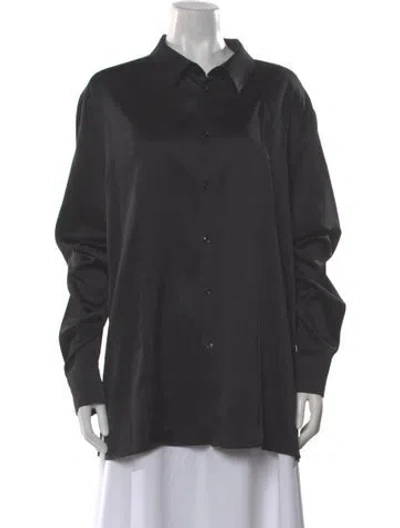 Pre-owned Ser.o.ya Silk Long Sleeve Button-up Top In Gray