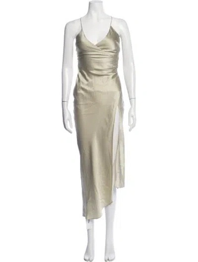Pre-owned Ser.o.ya Silk Midi Length Dress In Green/metallic
