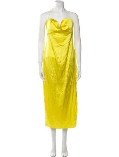 Pre-owned Ser.o.ya Silk Midi Length Dress In Yellow