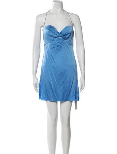 Pre-owned Ser.o.ya Silk Mini Dress W/ Tags In Blue