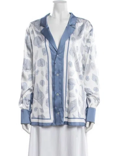 Pre-owned Ser.o.ya Silk Printed Tunic In Blue