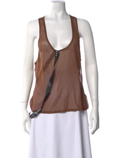 Pre-owned Ser.o.ya Silk Scoop Neck Top W/ Tags In Brown