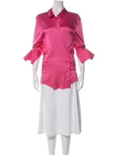 Pre-owned Ser.o.ya Silk Three-quarter Sleeve Top In Pink