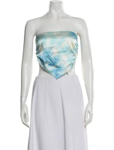 Pre-owned Ser.o.ya Silk Tie-dye Print Crop Top In White