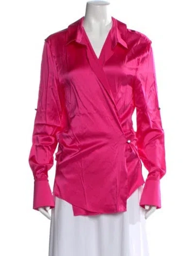 Pre-owned Ser.o.ya Silk V-neck Blouse In Pink