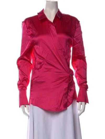 Pre-owned Ser.o.ya Silk V-neck Blouse In Pink