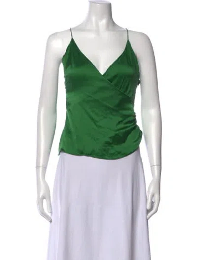 Pre-owned Ser.o.ya Silk V-neck Crop Top In Green