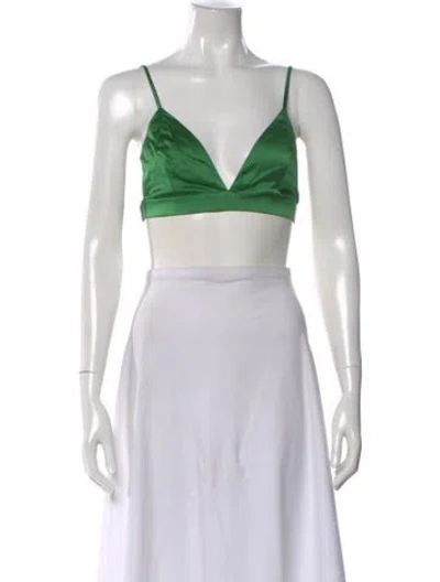 Pre-owned Ser.o.ya Silk V-neck Crop Top In White