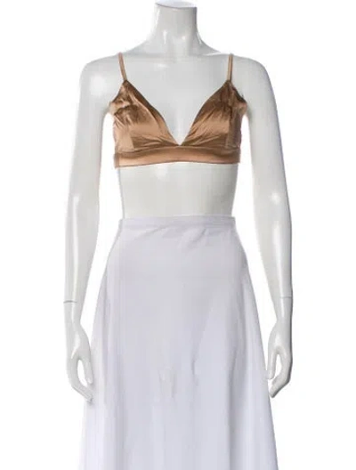 Pre-owned Ser.o.ya Silk V-neck Sports Bra W/ Tags In Brown