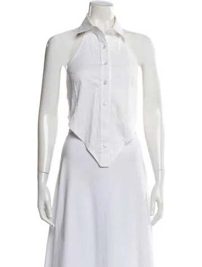 Pre-owned Ser.o.ya Sleeveless Button-up Top In White