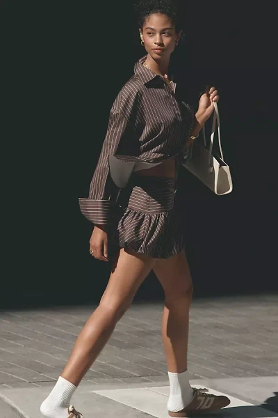 Ser.o.ya Soleil Mini Bubble-hem Skirt In Brown