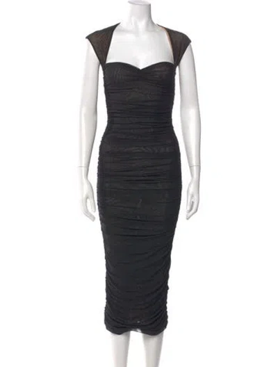 Pre-owned Ser.o.ya Square Neckline Long Dress In Black